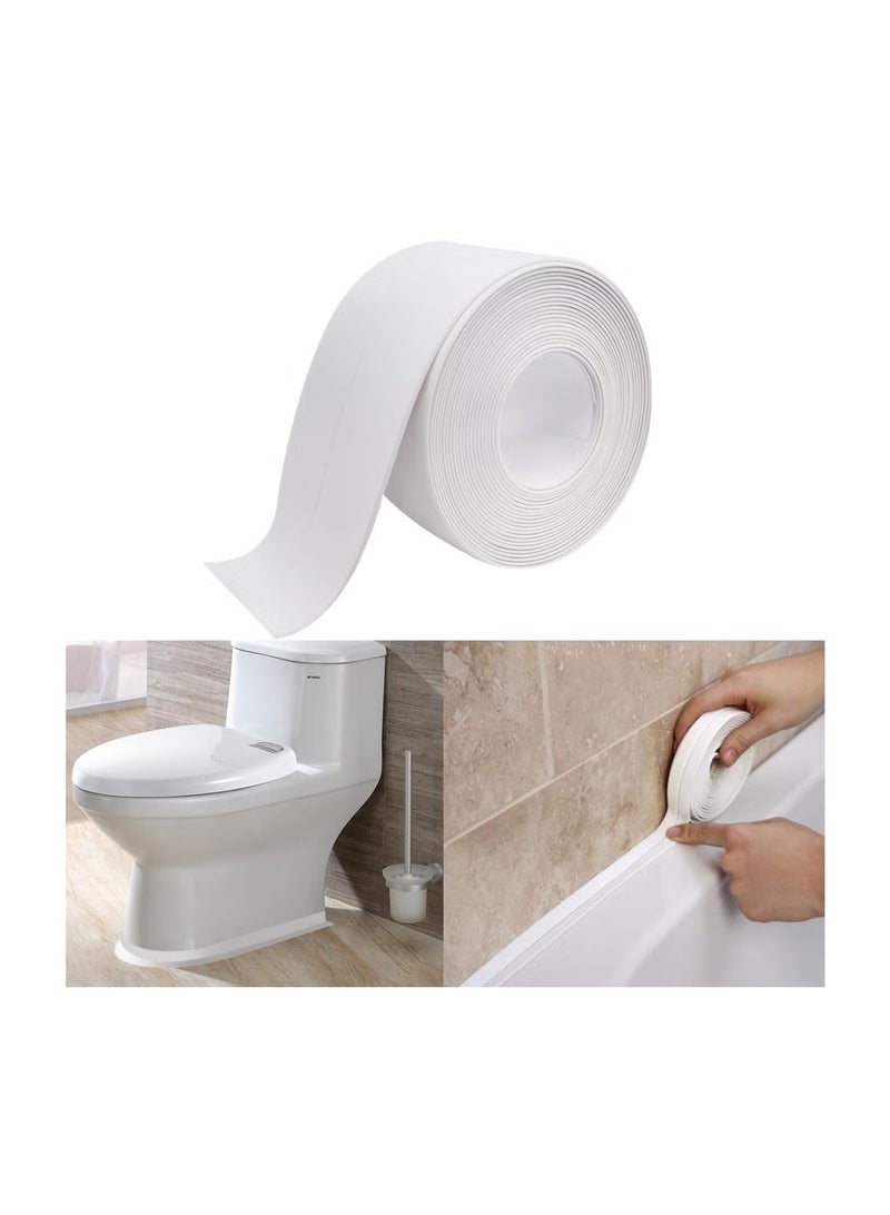 JIMATOR Caulk Tape White Bathroom Corner Caulking Tape Waterproof Self Adhesive Sealing Tape Used for Kitchen Sink Bathroom Bathtub Tub Floor Wall Edge Protector Strip - Image 2